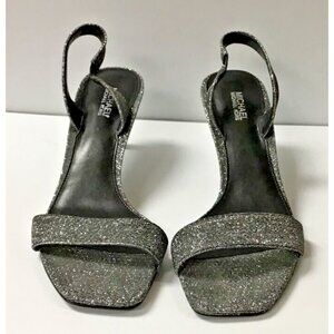 Michael Kors Womens Mila Sandals Grey Sparkle Size 7.5 M ONLY ONE TIME WORN